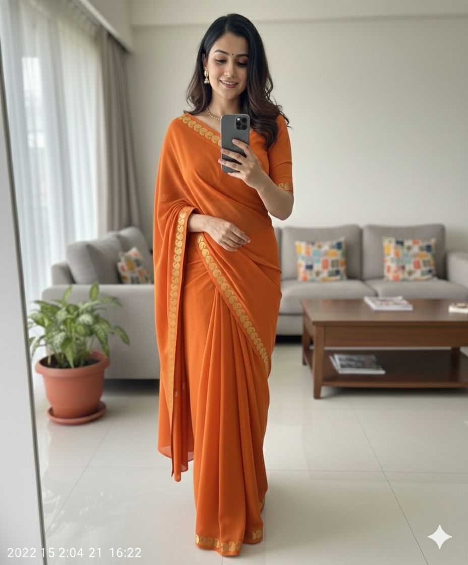 Ynf Georgette KESH547 alisha Sarees Wholesale Uniform Sarees Plain Sarees Viscose Saree Manufacturer- Kapda Export