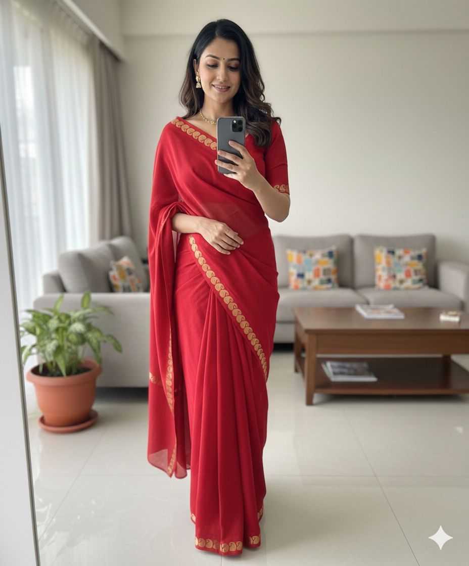 Ynf Georgette KESH547 alisha Sarees Wholesale Uniform Sarees Plain Sarees Viscose Saree Manufacturer- Kapda Export