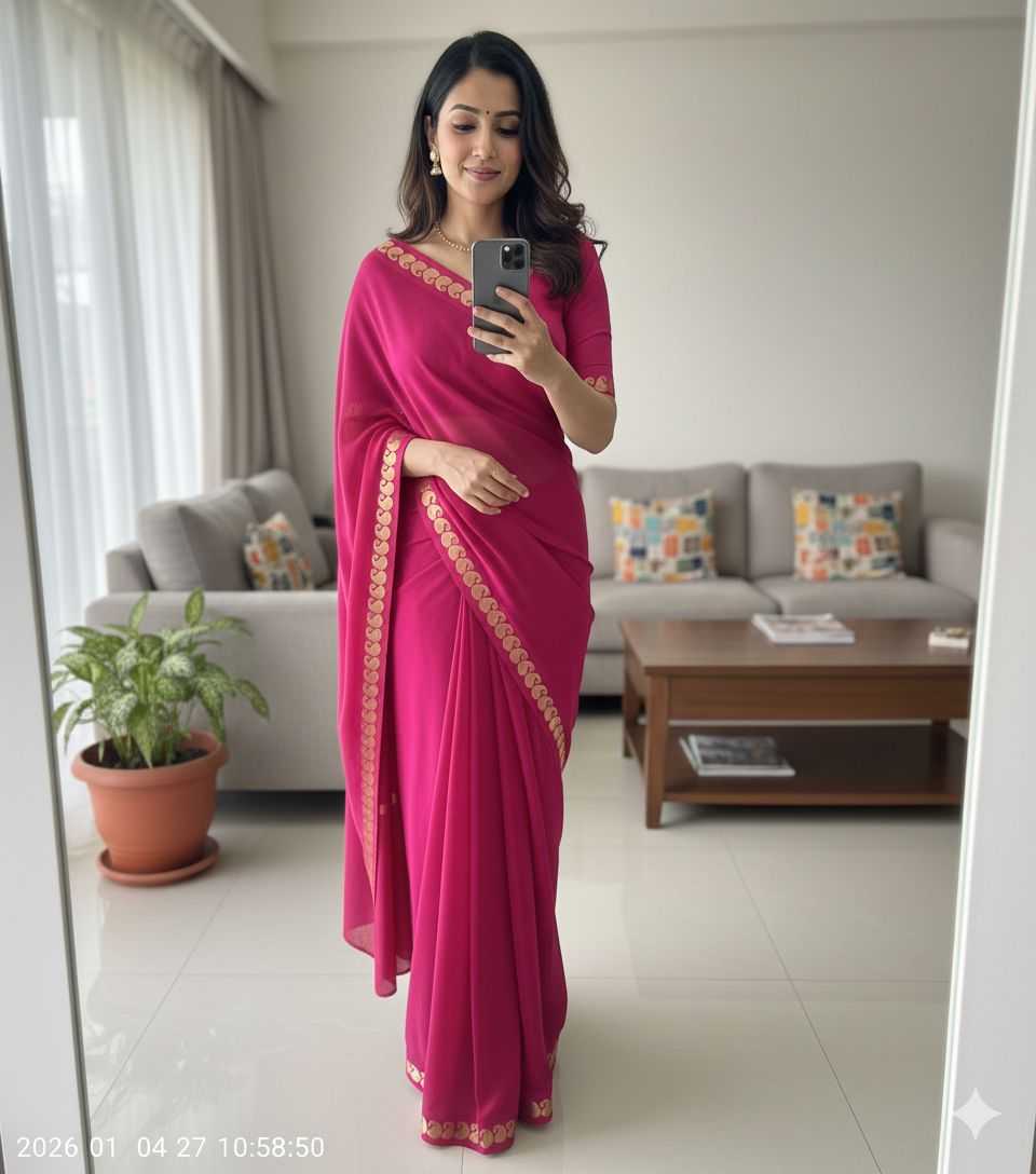 Ynf Georgette KESH547 alisha Sarees Wholesale Uniform Sarees Plain Sarees Viscose Saree Manufacturer- Kapda Export