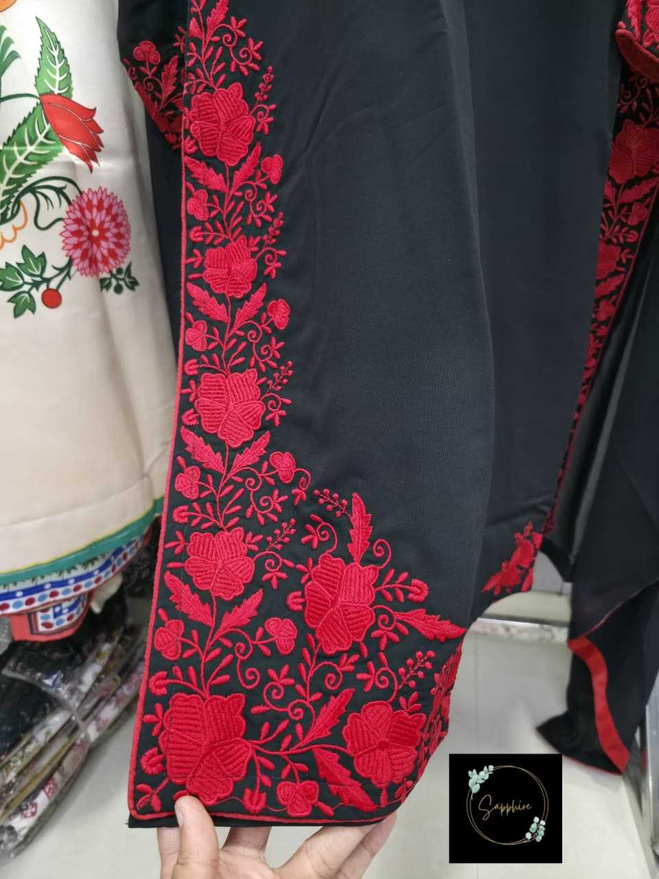 Ynf Georgette KESH557 SAPPHIRE SAIYYARA-1 Suits & Dresses Wholesale Embroidery Suits Palazzo Suit Georgette Suit Manufacturer- Kapda Export