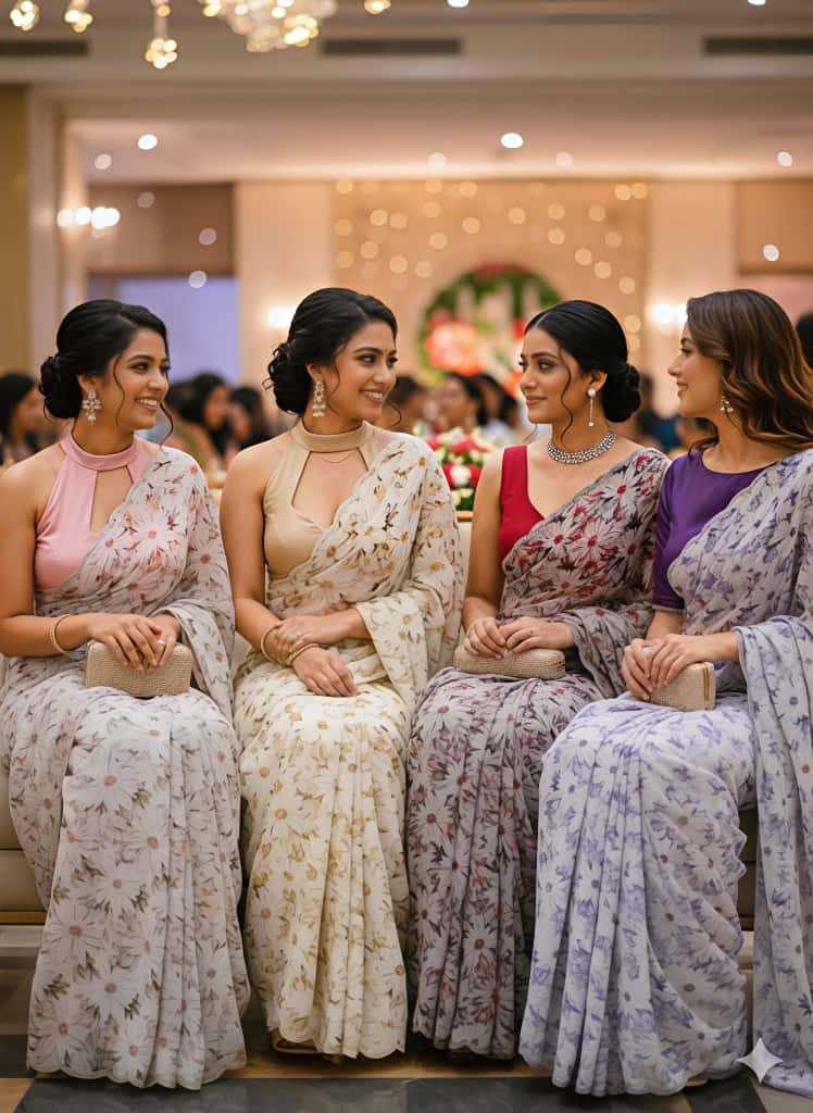 Ynf Georgette KESH673 TRISHA Sarees Wholesale Party Wear Sarees Printed Sarees Stone Work Saree Manufacturer- Kapda Export