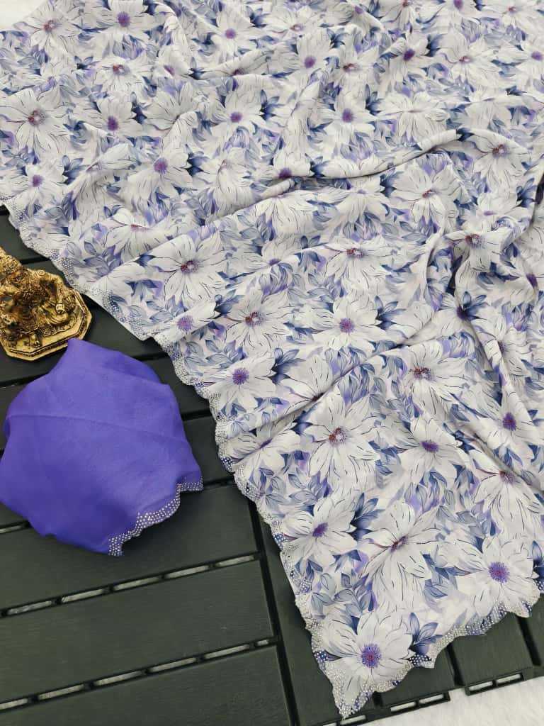 Ynf Georgette KESH673 TRISHA Sarees Wholesale Party Wear Sarees Printed Sarees Stone Work Saree Manufacturer- Kapda Export