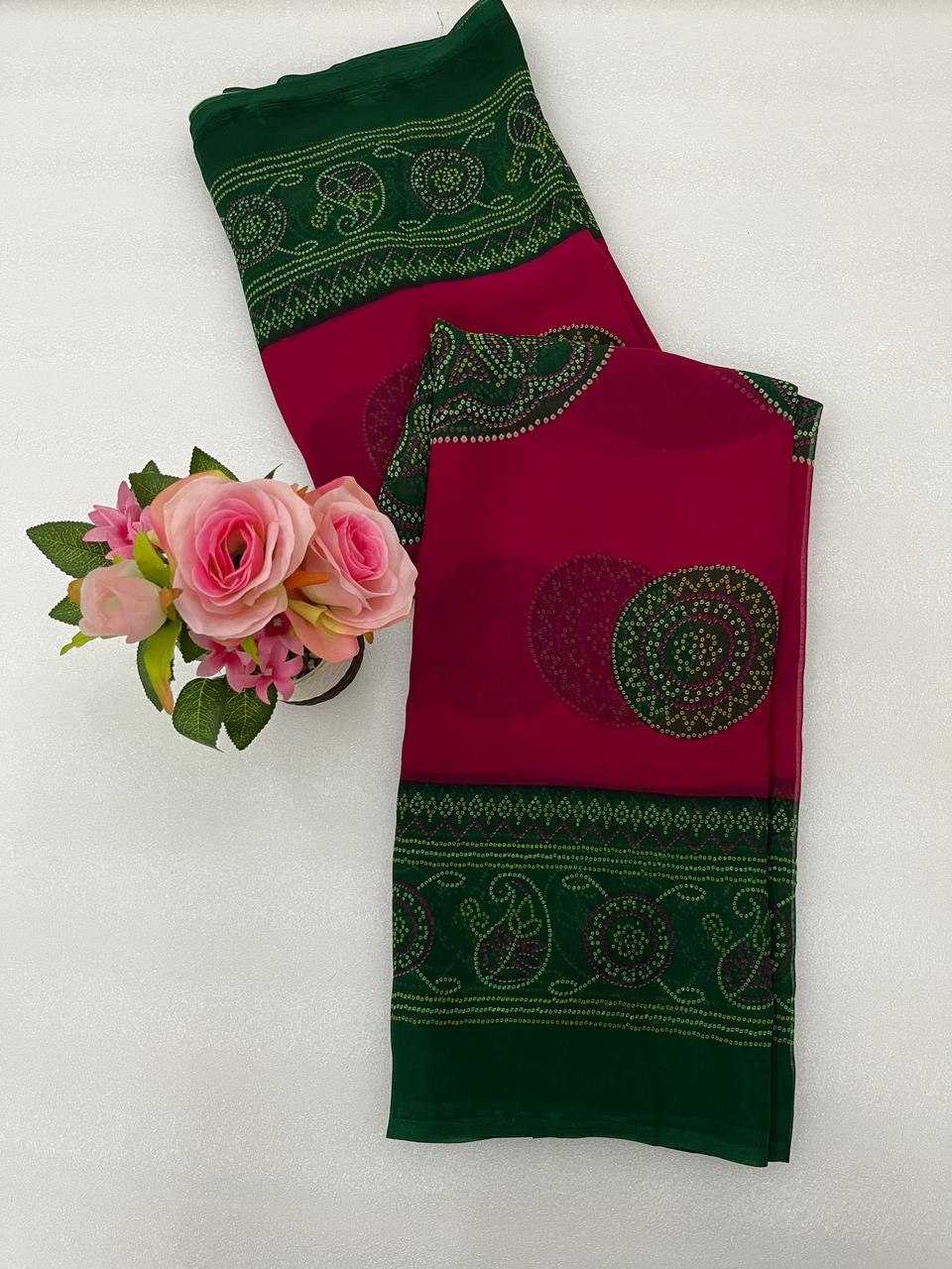 Ynf Georgette KESH696 003 Sarees Wholesale Festive Sarees Bandhani Sarees Casual Sarees Manufacturer- Kapda Export