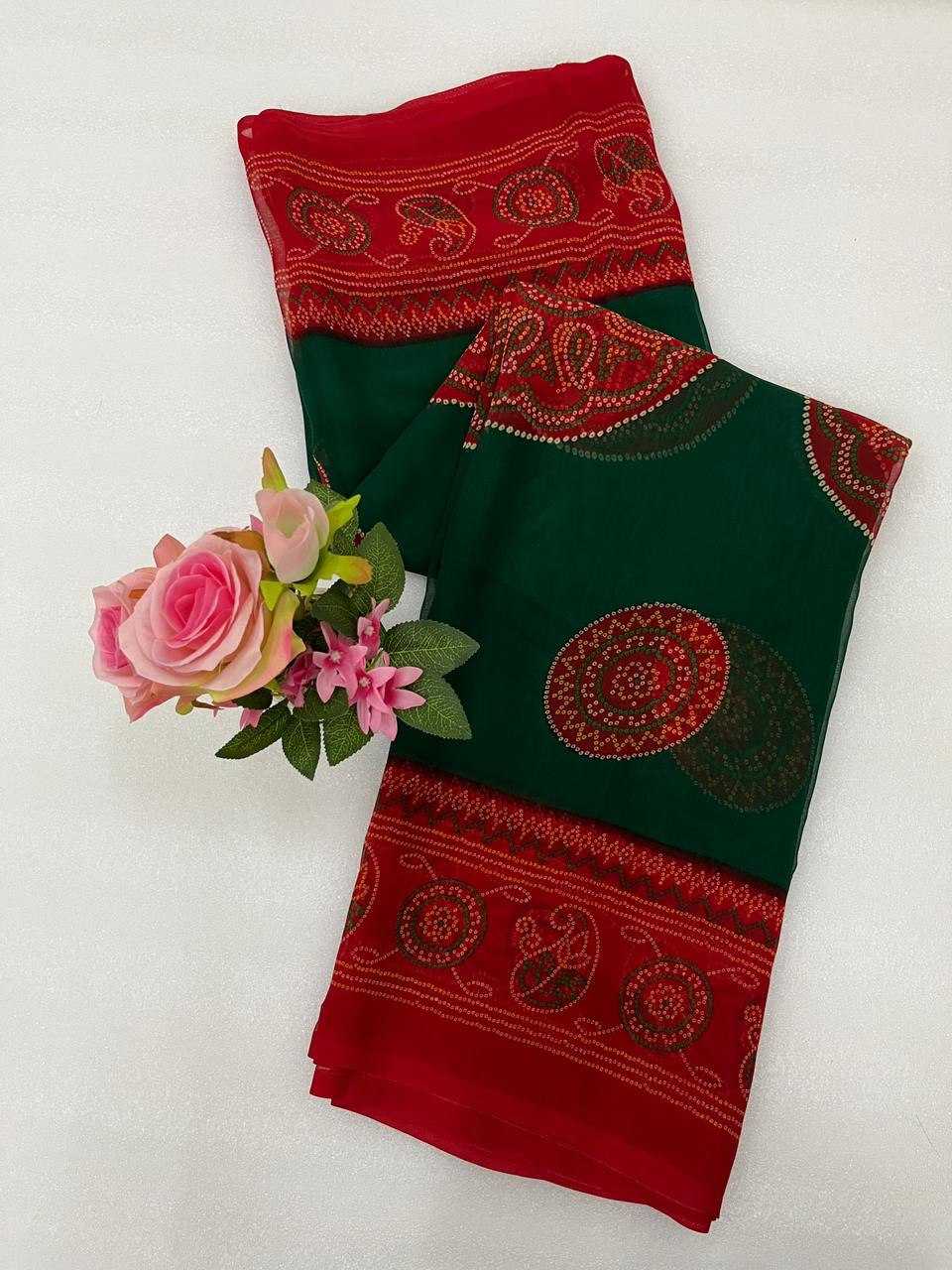 Ynf Georgette KESH696 003 Sarees Wholesale Festive Sarees Bandhani Sarees Casual Sarees Manufacturer- Kapda Export