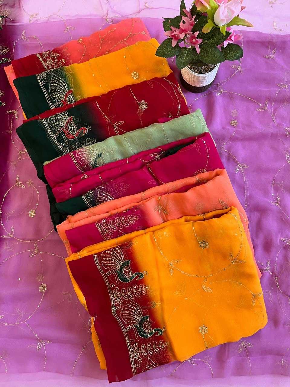 Ynf Georgette KESH696 004 Sarees Wholesale Sequence Sarees Work Sarees Festive Sarees Manufacturer- Kapda Export