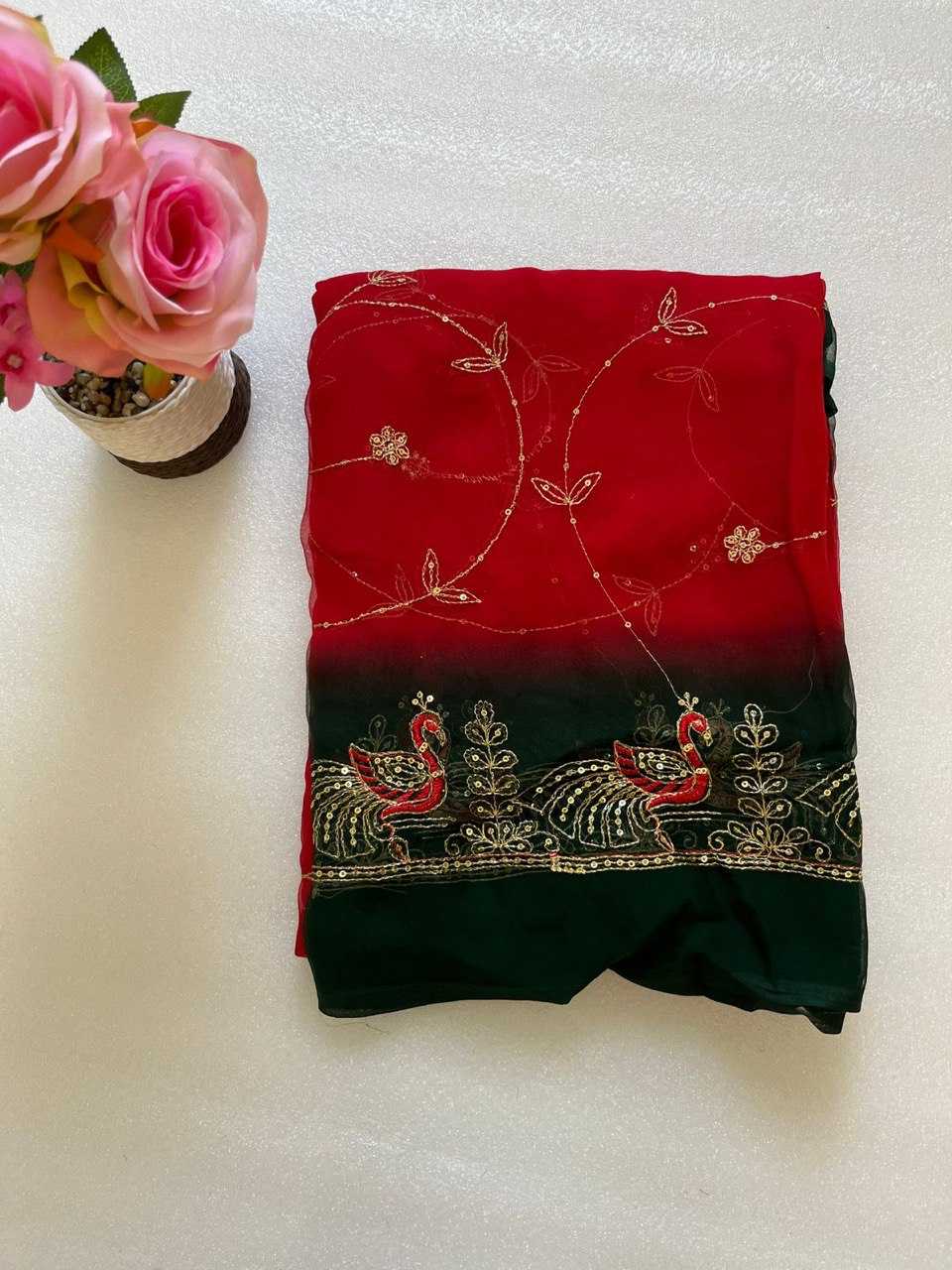 Ynf Georgette KESH696 004 Sarees Wholesale Sequence Sarees Work Sarees Festive Sarees Manufacturer- Kapda Export