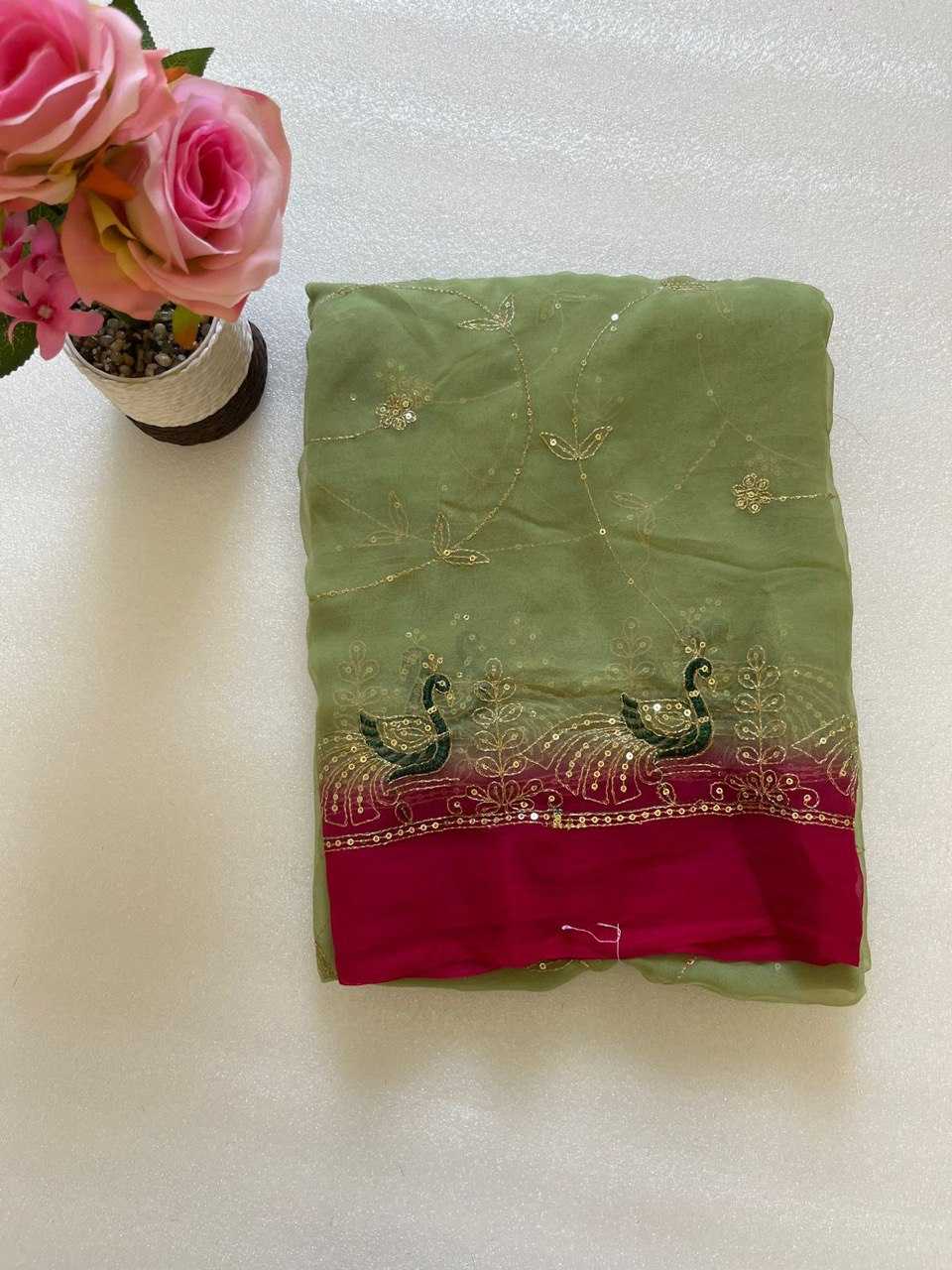 Ynf Georgette KESH696 004 Sarees Wholesale Sequence Sarees Work Sarees Festive Sarees Manufacturer- Kapda Export