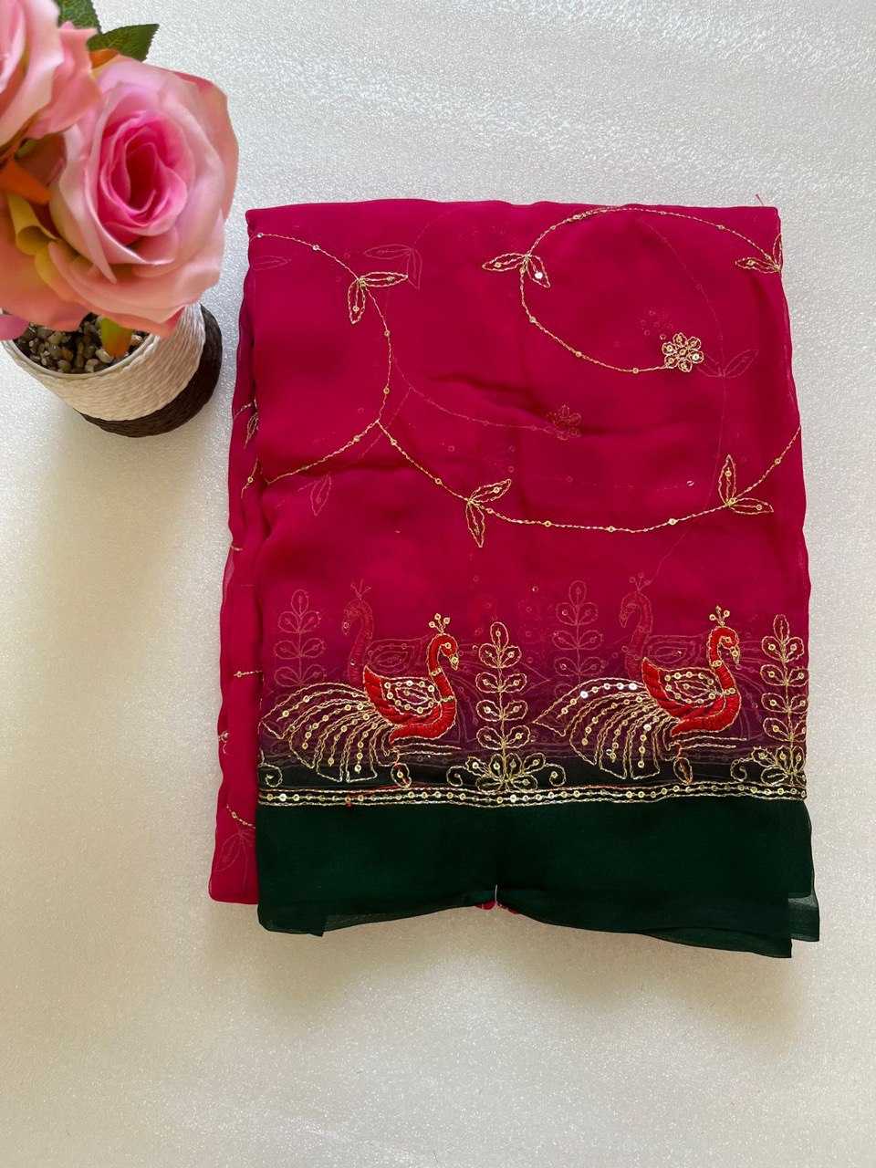 Ynf Georgette KESH696 004 Sarees Wholesale Sequence Sarees Work Sarees Festive Sarees Manufacturer- Kapda Export