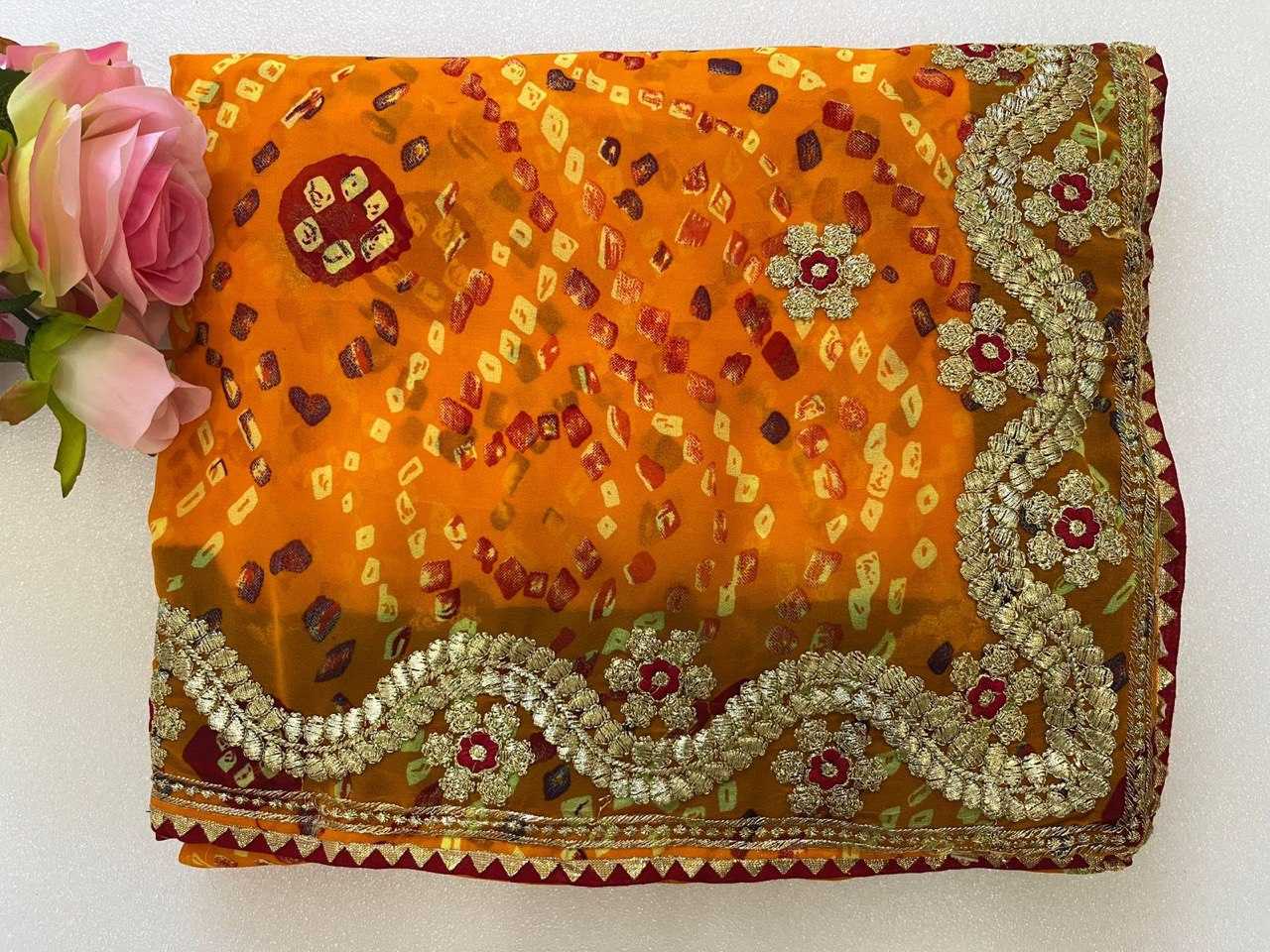 Ynf Georgette KESH696 10 Sarees Wholesale Work Sarees Embroidered Sarees Zari Sarees Manufacturer- Kapda Export