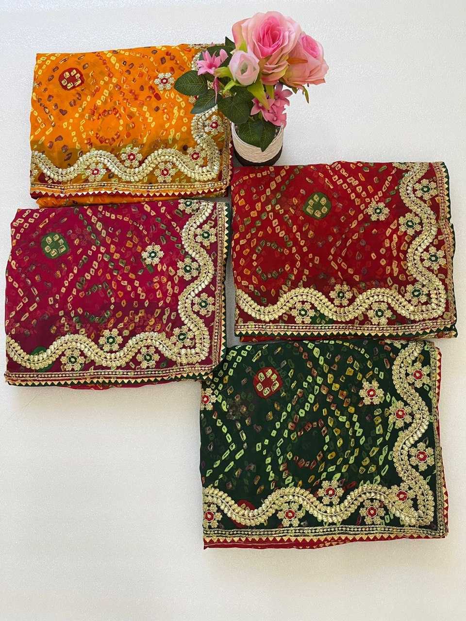 Ynf Georgette KESH696 10 Sarees Wholesale Work Sarees Embroidered Sarees Zari Sarees Manufacturer- Kapda Export