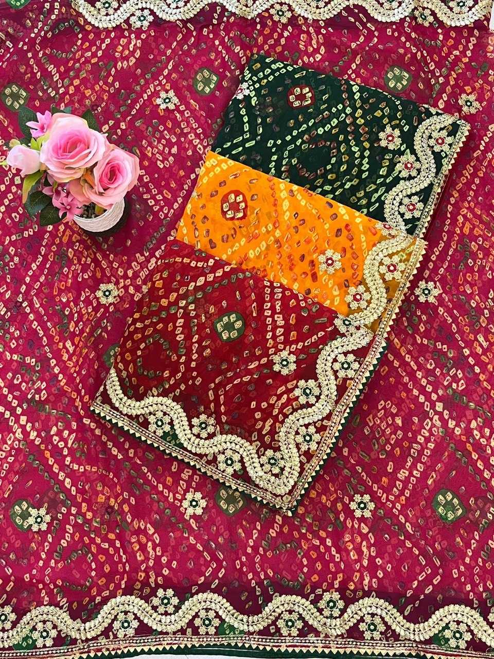 Ynf Georgette KESH696 10 Sarees Wholesale Work Sarees Embroidered Sarees Zari Sarees Manufacturer- Kapda Export