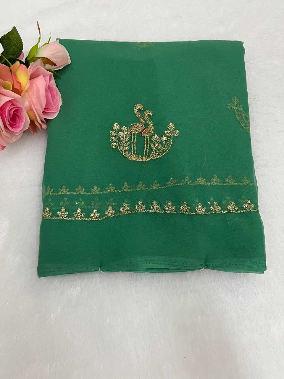 Ynf Georgette KESH696 13 Sarees Wholesale Sequence Sarees Work Sarees Embroidered Sarees Manufacturer- Kapda Export