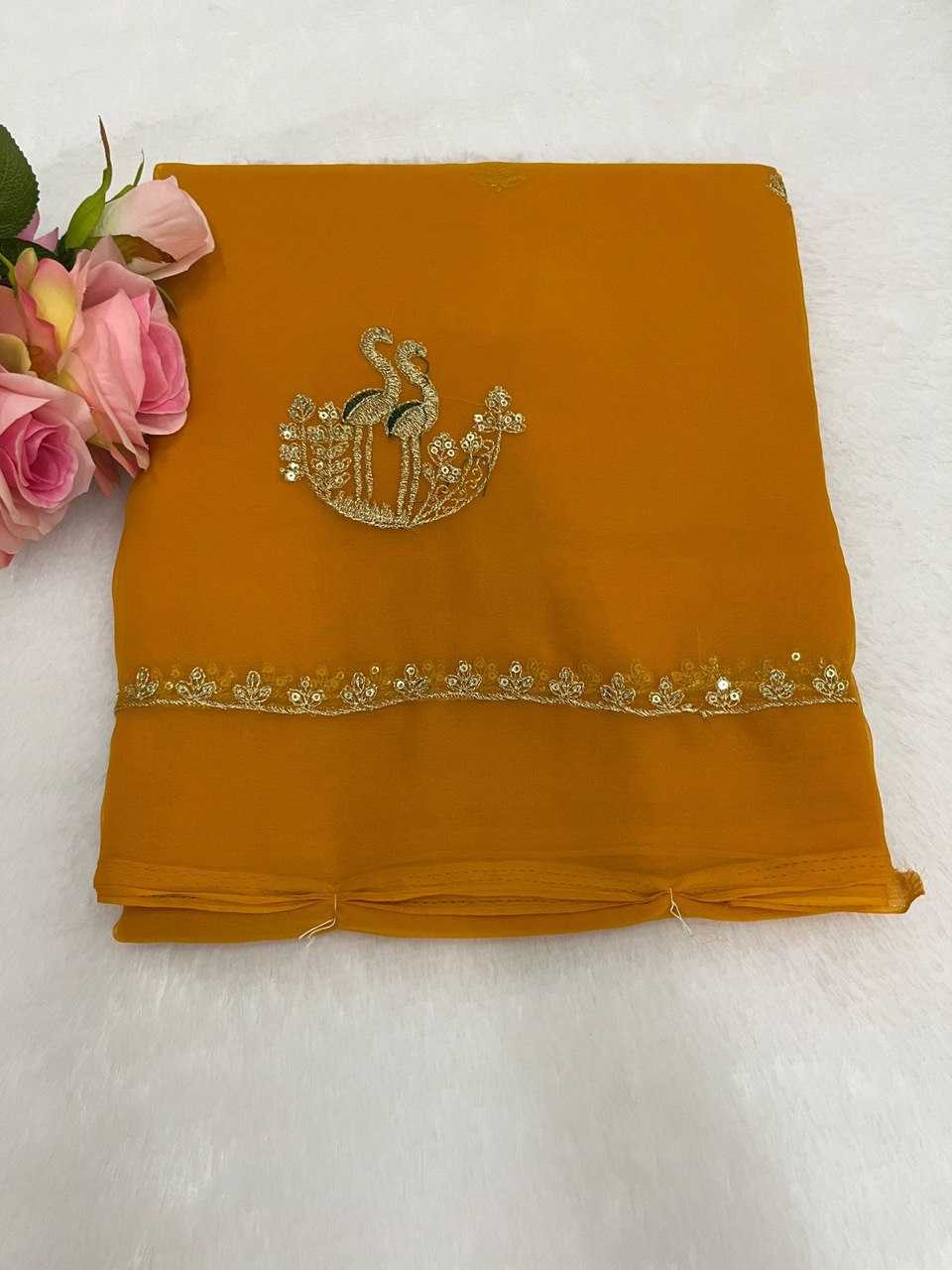 Ynf Georgette KESH696 13 Sarees Wholesale Sequence Sarees Work Sarees Embroidered Sarees Manufacturer- Kapda Export