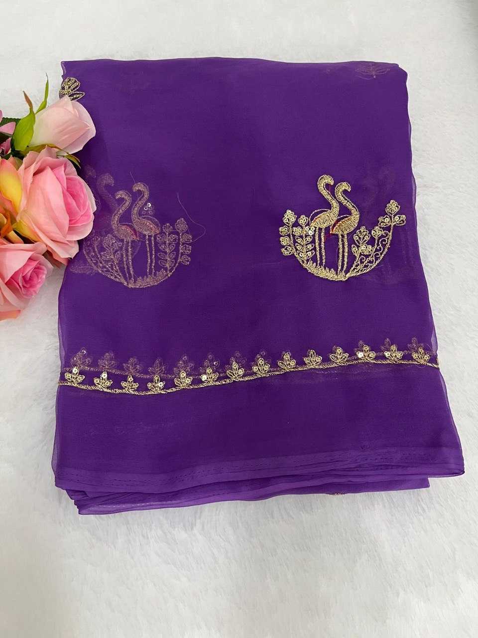 Ynf Georgette KESH696 13 Sarees Wholesale Sequence Sarees Work Sarees Embroidered Sarees Manufacturer- Kapda Export