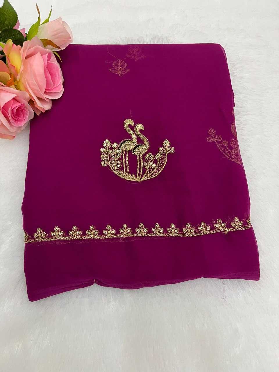 Ynf Georgette KESH696 13 Sarees Wholesale Sequence Sarees Work Sarees Embroidered Sarees Manufacturer- Kapda Export