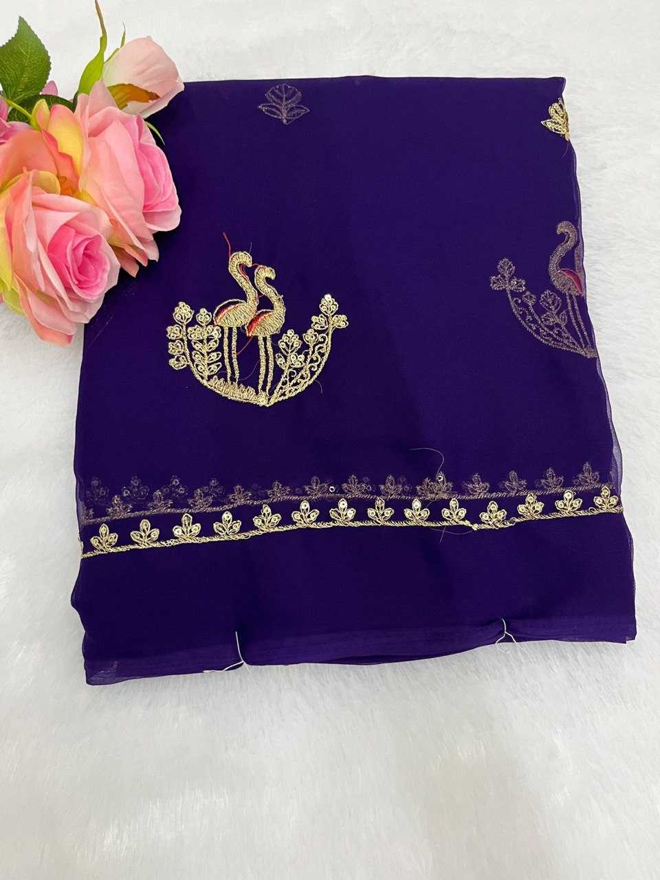 Ynf Georgette KESH696 13 Sarees Wholesale Sequence Sarees Work Sarees Embroidered Sarees Manufacturer- Kapda Export