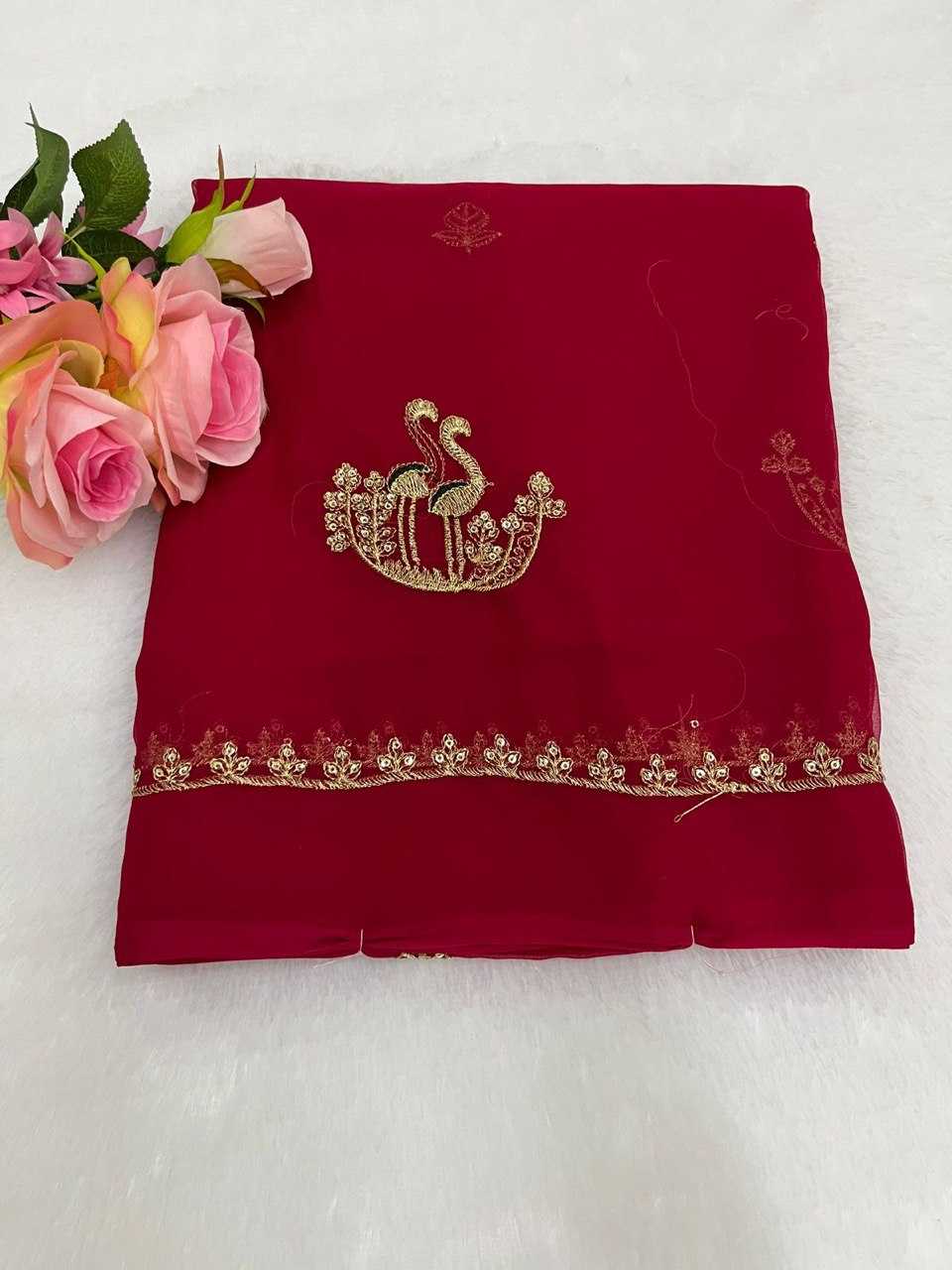 Ynf Georgette KESH696 13 Sarees Wholesale Sequence Sarees Work Sarees Embroidered Sarees Manufacturer- Kapda Export