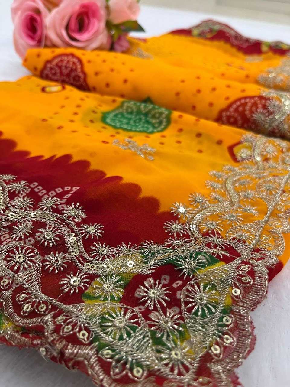 Ynf Georgette KESH696 14 Sarees Wholesale Embroidered Sarees Heavy Work Sarees Festive Sarees Manufacturer- Kapda Export