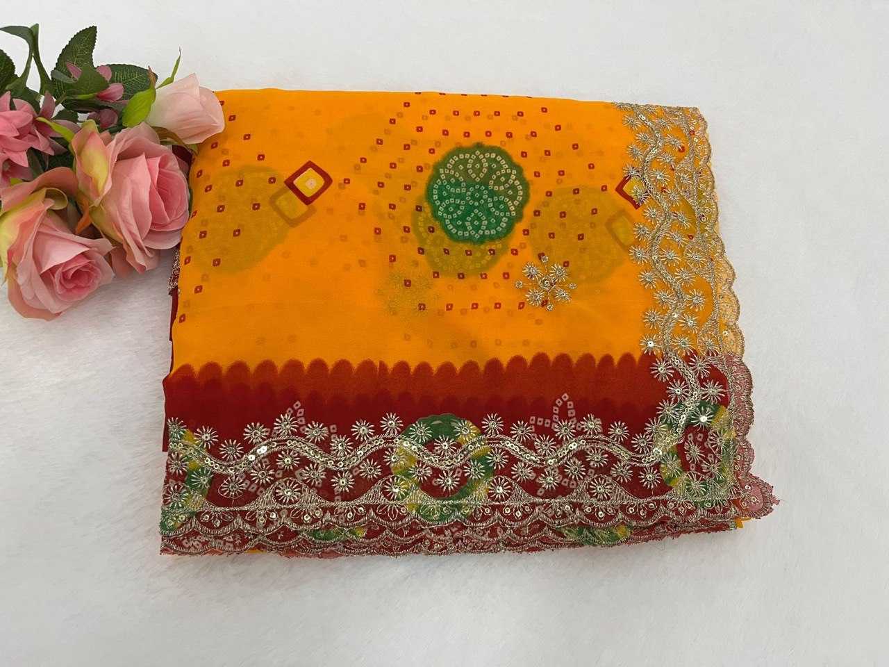 Ynf Georgette KESH696 14 Sarees Wholesale Embroidered Sarees Heavy Work Sarees Festive Sarees Manufacturer- Kapda Export