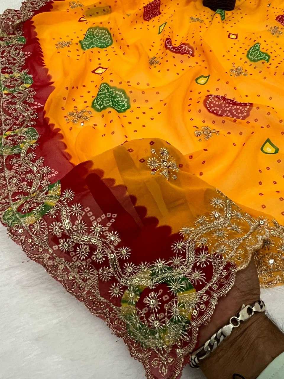 Ynf Georgette KESH696 14 Sarees Wholesale Embroidered Sarees Heavy Work Sarees Festive Sarees Manufacturer- Kapda Export