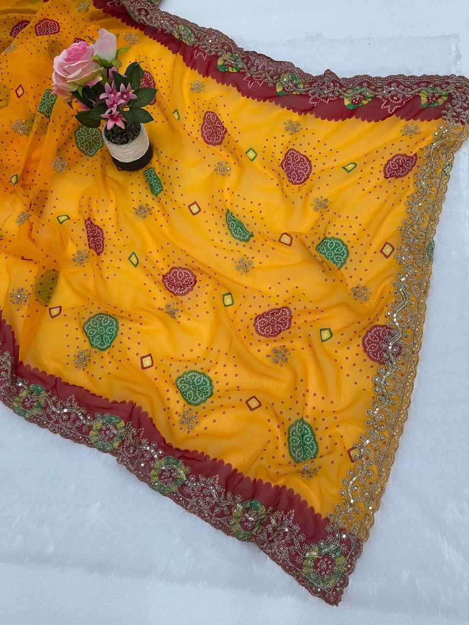 Ynf Georgette KESH696 14 Sarees Wholesale Embroidered Sarees Heavy Work Sarees Festive Sarees Manufacturer- Kapda Export