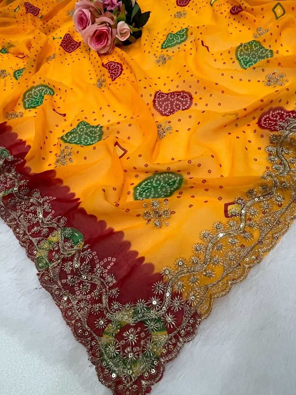 Ynf Georgette KESH696 14 Sarees Wholesale Embroidered Sarees Heavy Work Sarees Festive Sarees Manufacturer- Kapda Export