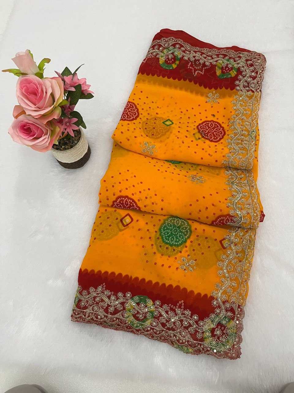 Ynf Georgette KESH696 14 Sarees Wholesale Embroidered Sarees Heavy Work Sarees Festive Sarees Manufacturer- Kapda Export