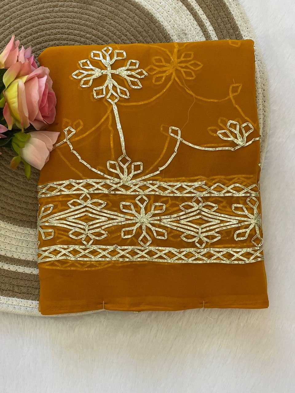 Ynf Georgette KESH696 18 Sarees Wholesale Gota Patti Sarees Embroidered Sarees Heavy Work Sarees Manufacturer- Kapda Export