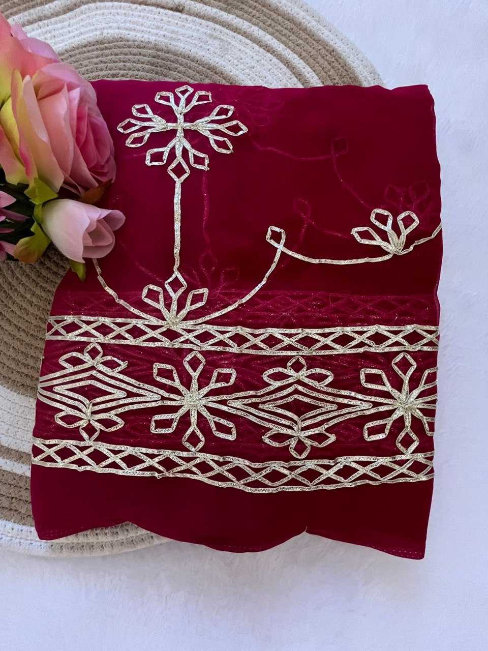 Ynf Georgette KESH696 18 Sarees Wholesale Gota Patti Sarees Embroidered Sarees Heavy Work Sarees Manufacturer- Kapda Export