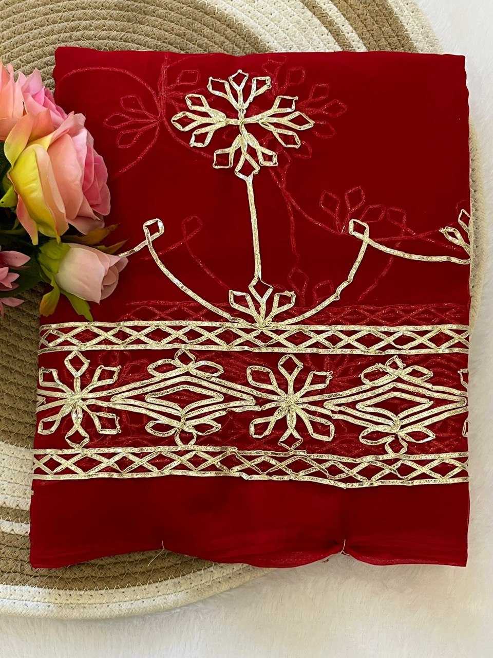 Ynf Georgette KESH696 18 Sarees Wholesale Gota Patti Sarees Embroidered Sarees Heavy Work Sarees Manufacturer- Kapda Export