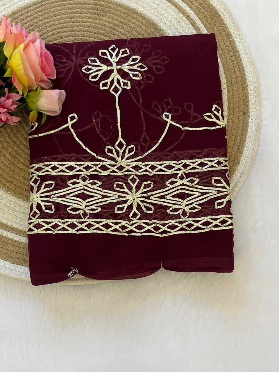 Ynf Georgette KESH696 18 Sarees Wholesale Gota Patti Sarees Embroidered Sarees Heavy Work Sarees Manufacturer- Kapda Export