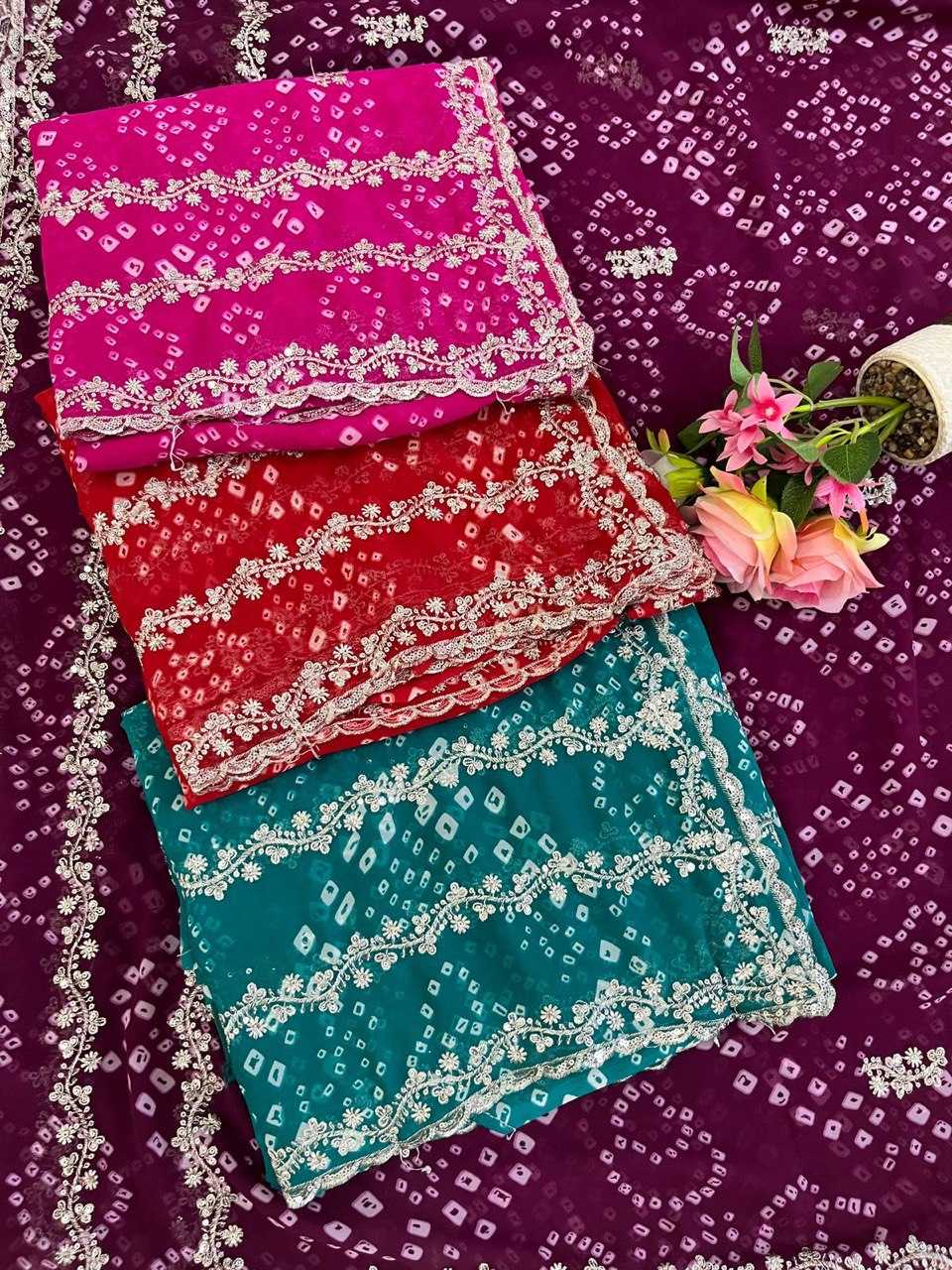 Ynf Georgette KESH696 23 Sarees Wholesale Sequence Sarees Heavy Work Sarees Bandhani Sarees Manufacturer- Kapda Export