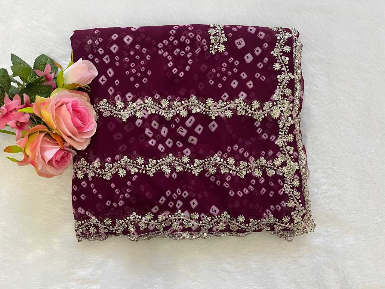 Ynf Georgette KESH696 23 Sarees Wholesale Sequence Sarees Heavy Work Sarees Bandhani Sarees Manufacturer- Kapda Export