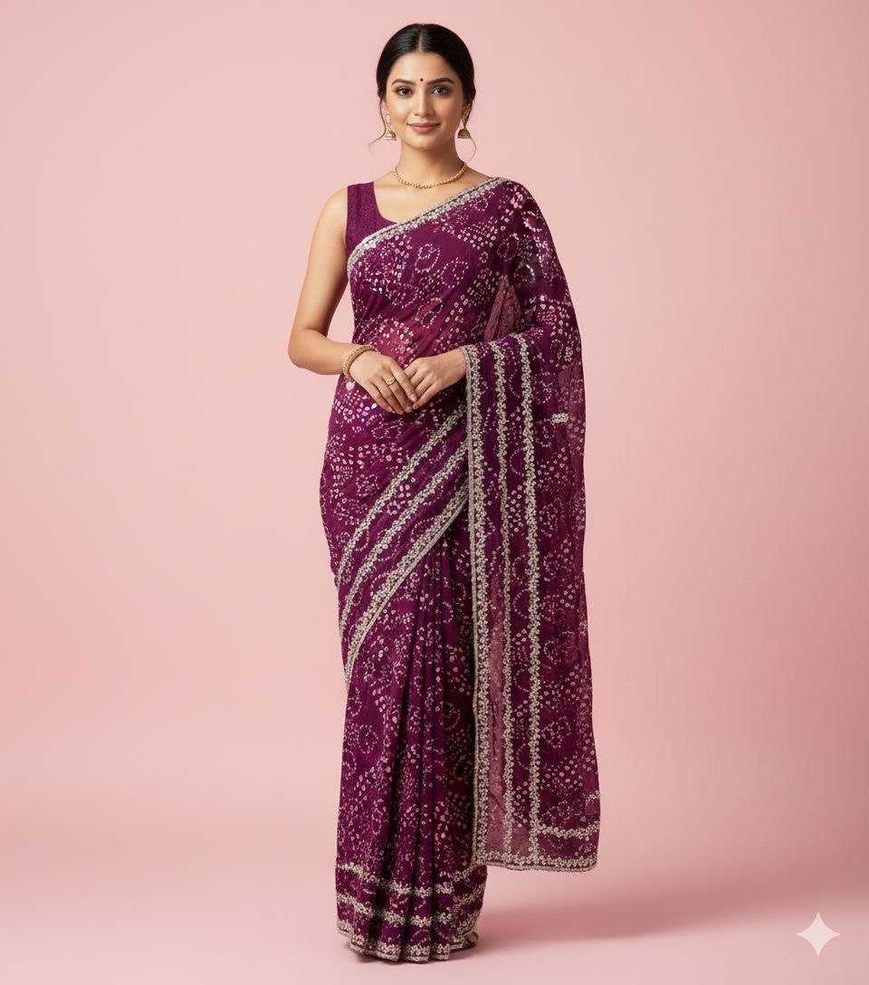 Ynf Georgette KESH696 23 Sarees Wholesale Sequence Sarees Heavy Work Sarees Bandhani Sarees Manufacturer- Kapda Export