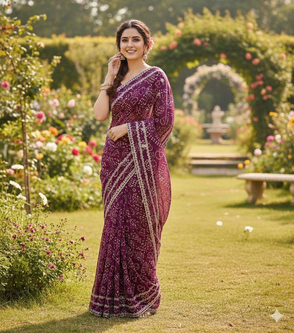 Ynf Georgette KESH696 23 Sarees Wholesale Sequence Sarees Heavy Work Sarees Bandhani Sarees Manufacturer- Kapda Export