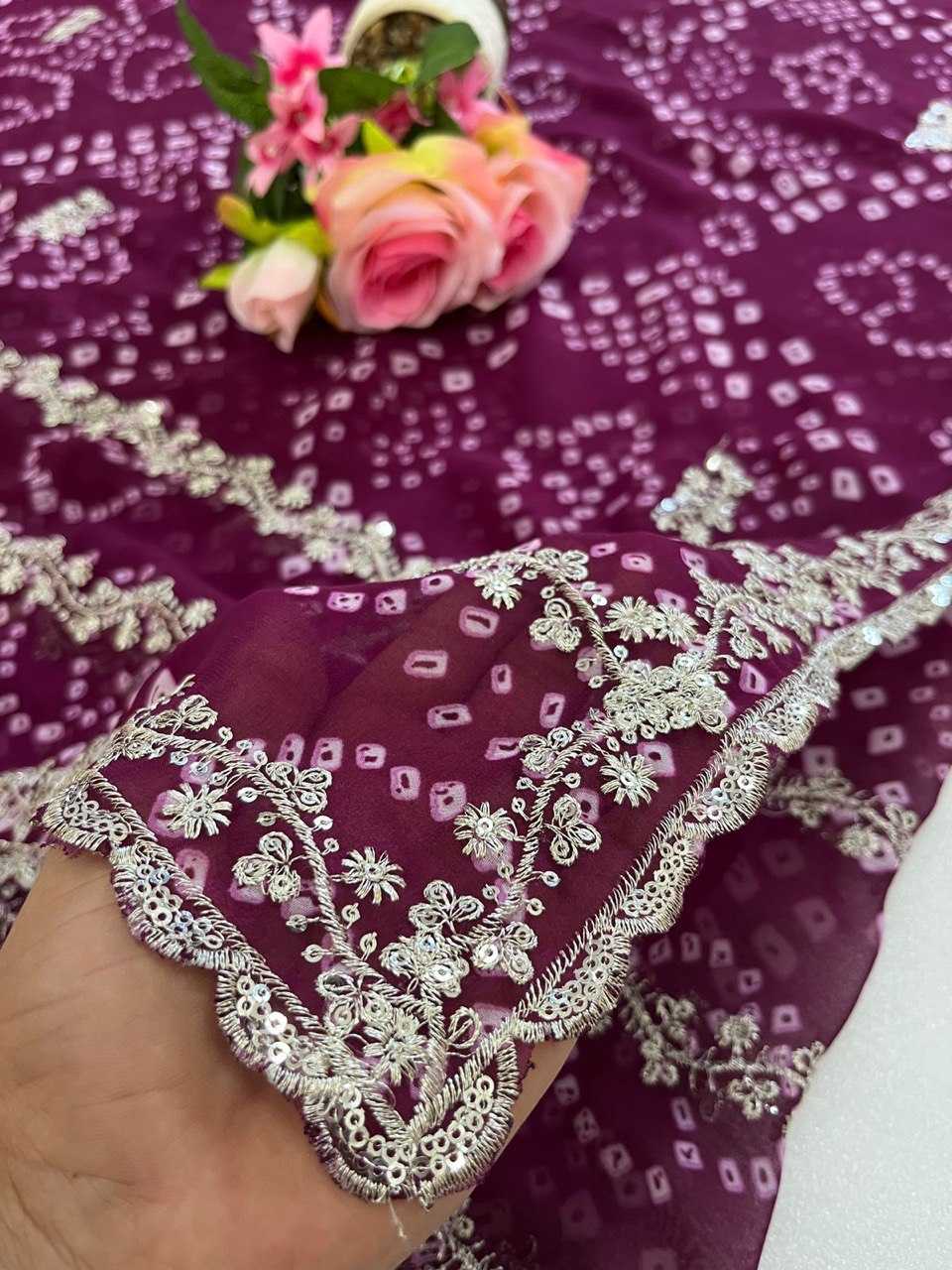 Ynf Georgette KESH696 23 Sarees Wholesale Sequence Sarees Heavy Work Sarees Bandhani Sarees Manufacturer- Kapda Export