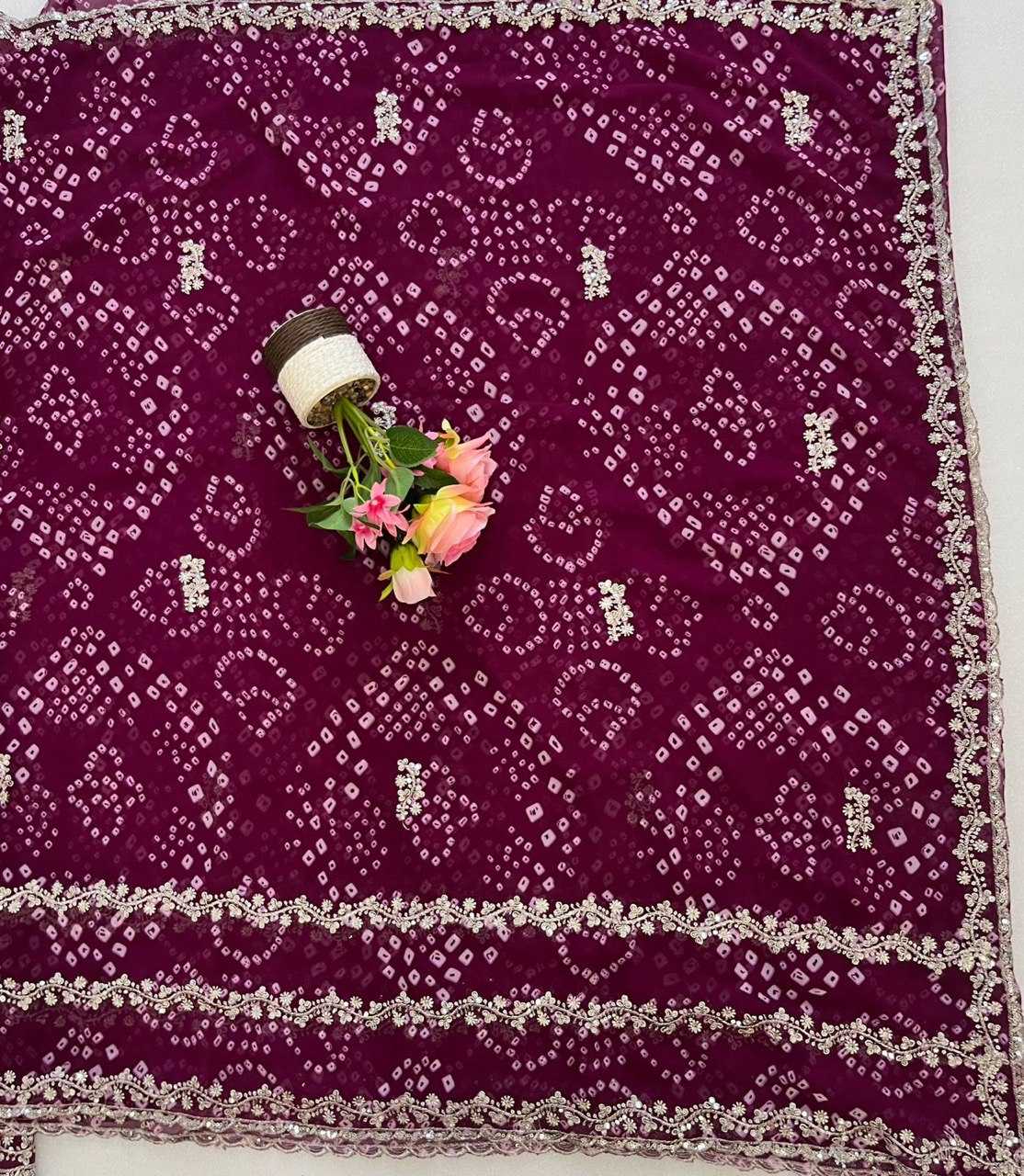 Ynf Georgette KESH696 23 Sarees Wholesale Sequence Sarees Heavy Work Sarees Bandhani Sarees Manufacturer- Kapda Export