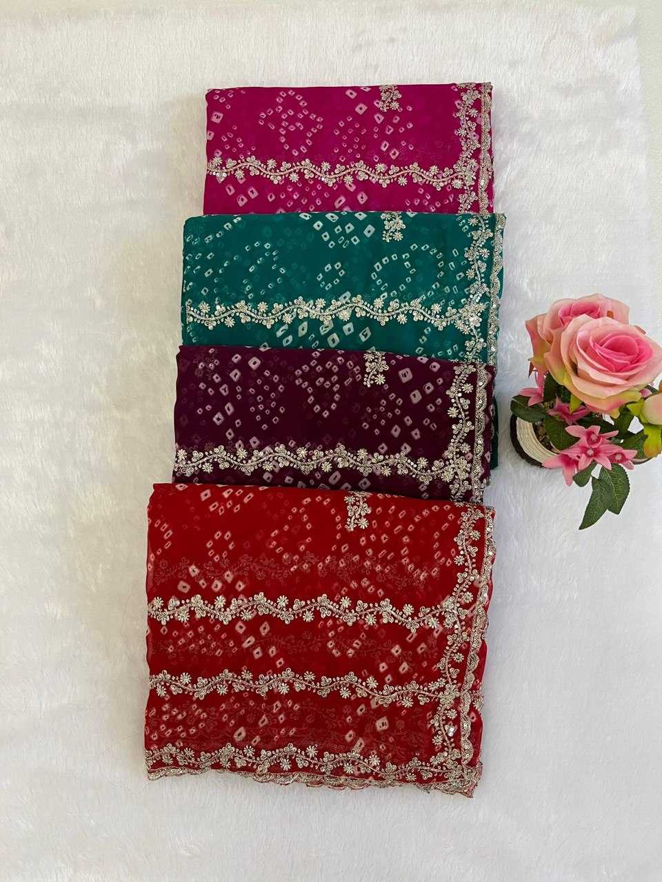 Ynf Georgette KESH696 23 Sarees Wholesale Sequence Sarees Heavy Work Sarees Bandhani Sarees Manufacturer- Kapda Export