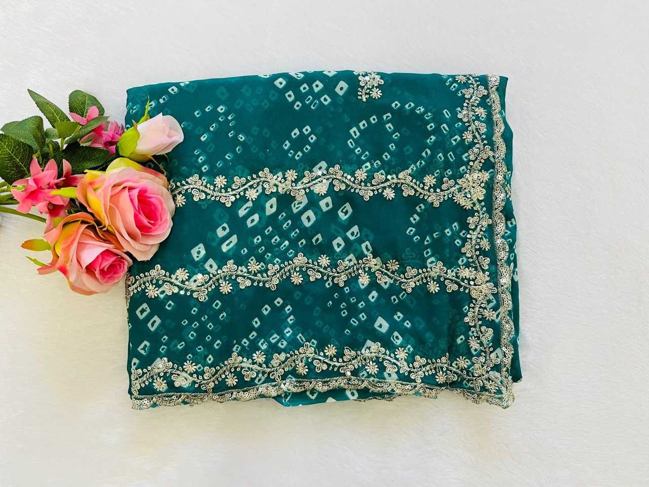 Ynf Georgette KESH696 23 Sarees Wholesale Sequence Sarees Heavy Work Sarees Bandhani Sarees Manufacturer- Kapda Export