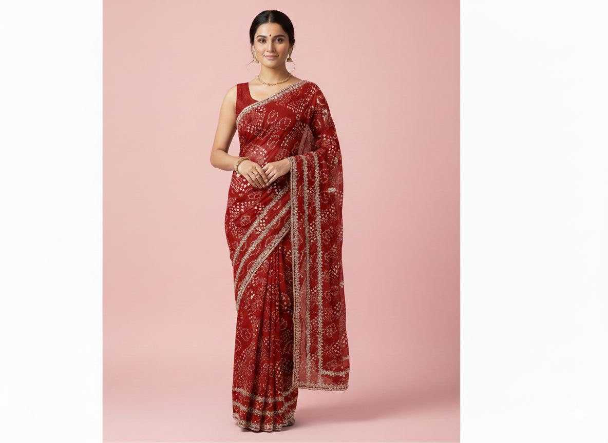 Ynf Georgette KESH696 23 Sarees Wholesale Sequence Sarees Heavy Work Sarees Bandhani Sarees Manufacturer- Kapda Export