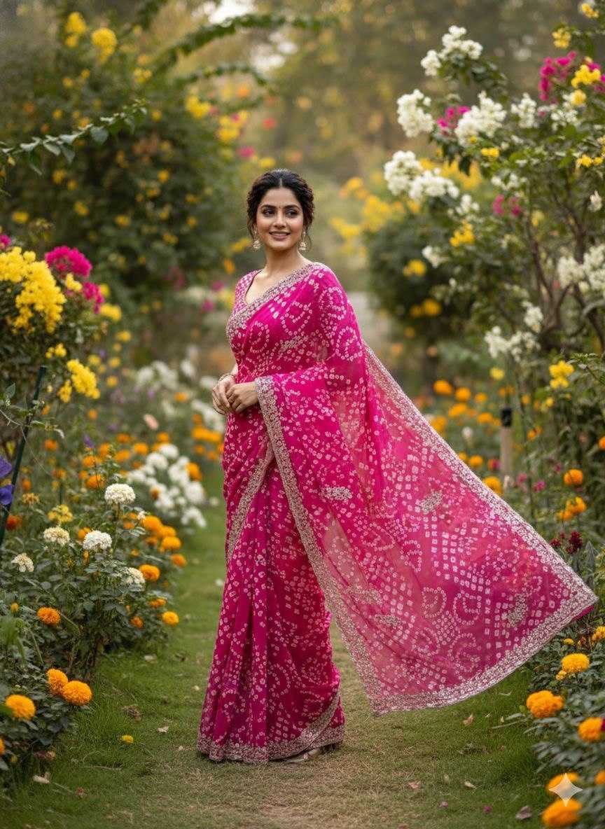 Ynf Georgette KESH696 24 Sarees Wholesale Printed Sarees Festive Sarees Casual Sarees Manufacturer- Kapda Export