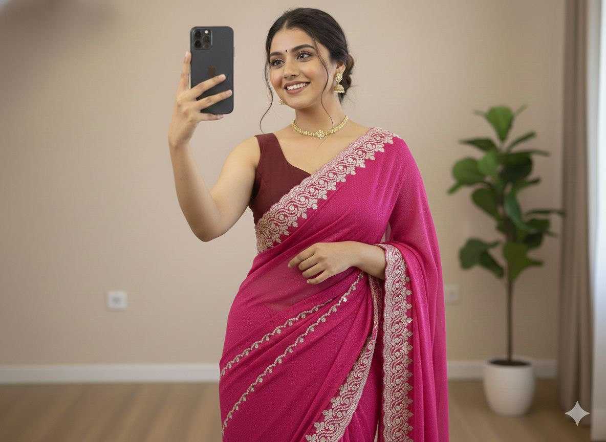 Ynf Georgette KESH696 26 Sarees Wholesale Sequence Sarees Embroidered Sarees Heavy Work Sarees Manufacturer- Kapda Export