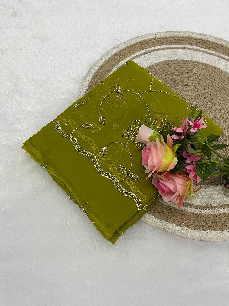 Ynf Georgette KESH696 31 Sarees Wholesale Sequence Sarees Work Sarees Embroidered Sarees Manufacturer- Kapda Export