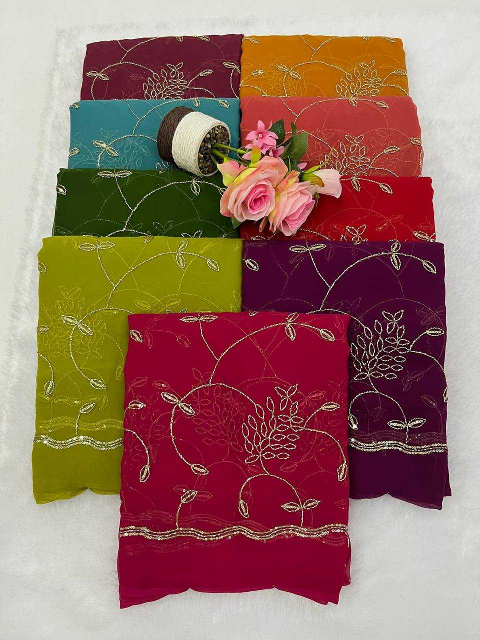 Ynf Georgette KESH696 31 Sarees Wholesale Sequence Sarees Work Sarees Embroidered Sarees Manufacturer- Kapda Export