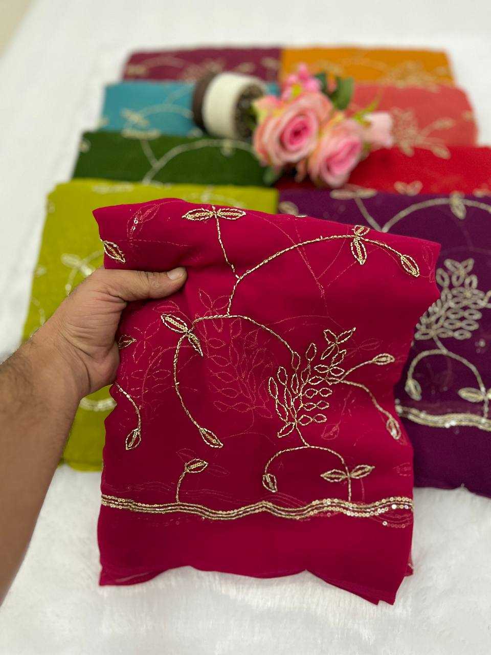 Ynf Georgette KESH696 31 Sarees Wholesale Sequence Sarees Work Sarees Embroidered Sarees Manufacturer- Kapda Export