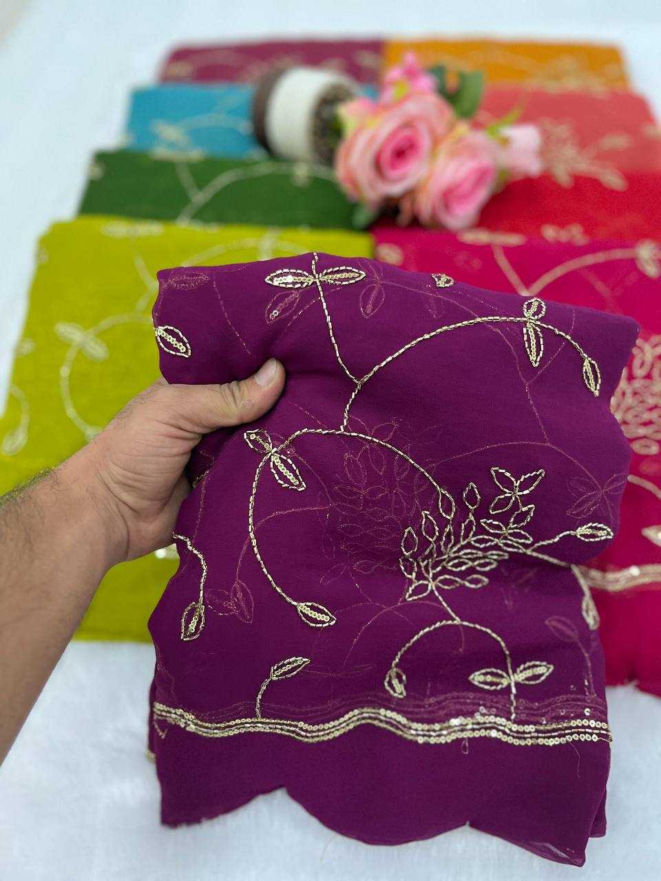 Ynf Georgette KESH696 31 Sarees Wholesale Sequence Sarees Work Sarees Embroidered Sarees Manufacturer- Kapda Export