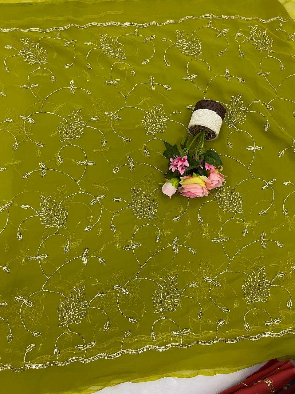 Ynf Georgette KESH696 31 Sarees Wholesale Sequence Sarees Work Sarees Embroidered Sarees Manufacturer- Kapda Export