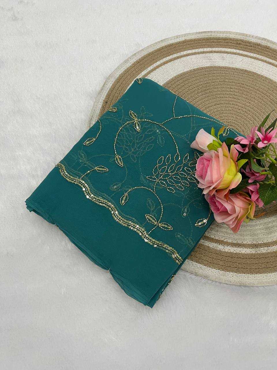 Ynf Georgette KESH696 31 Sarees Wholesale Sequence Sarees Work Sarees Embroidered Sarees Manufacturer- Kapda Export