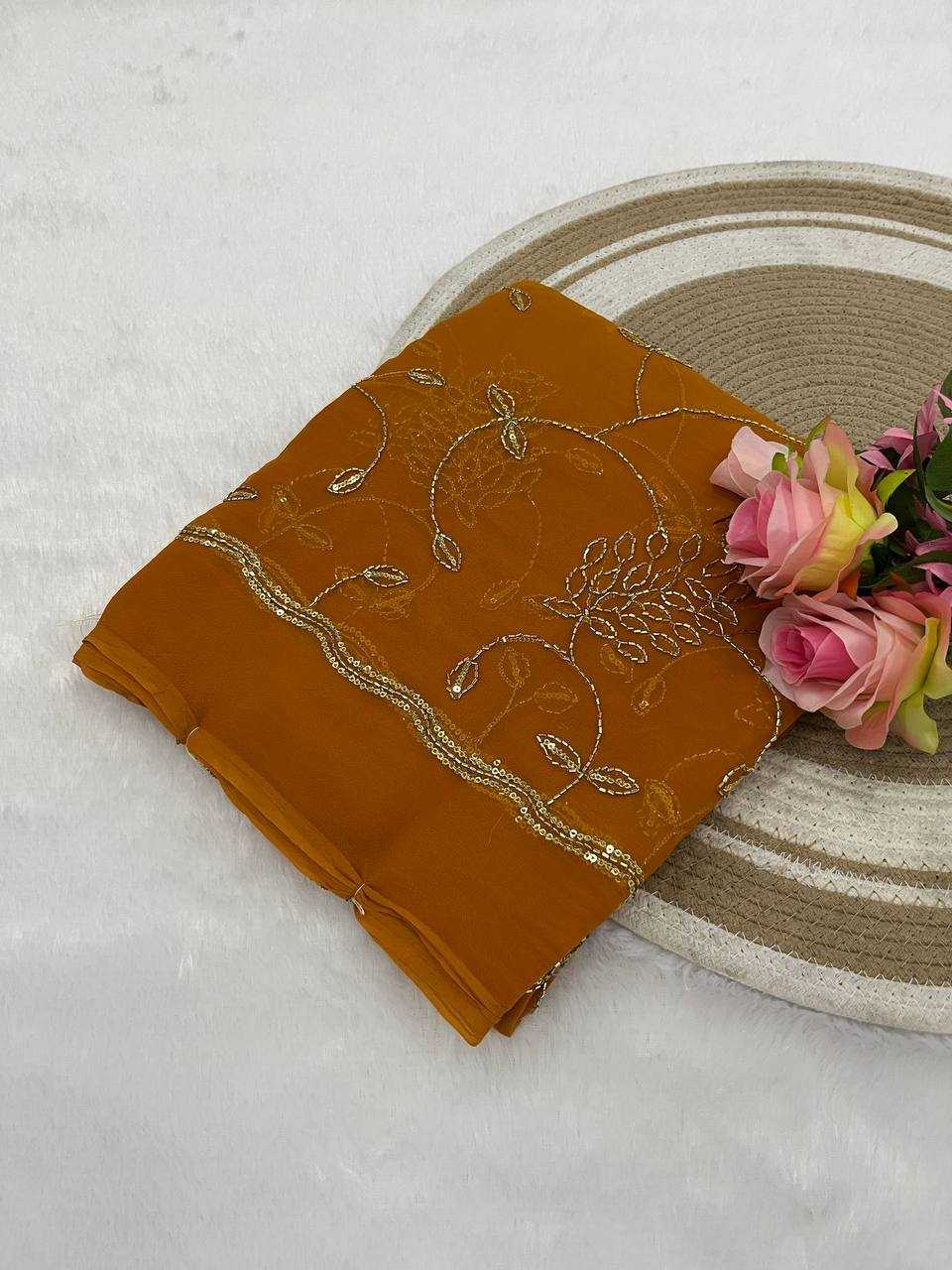 Ynf Georgette KESH696 31 Sarees Wholesale Sequence Sarees Work Sarees Embroidered Sarees Manufacturer- Kapda Export