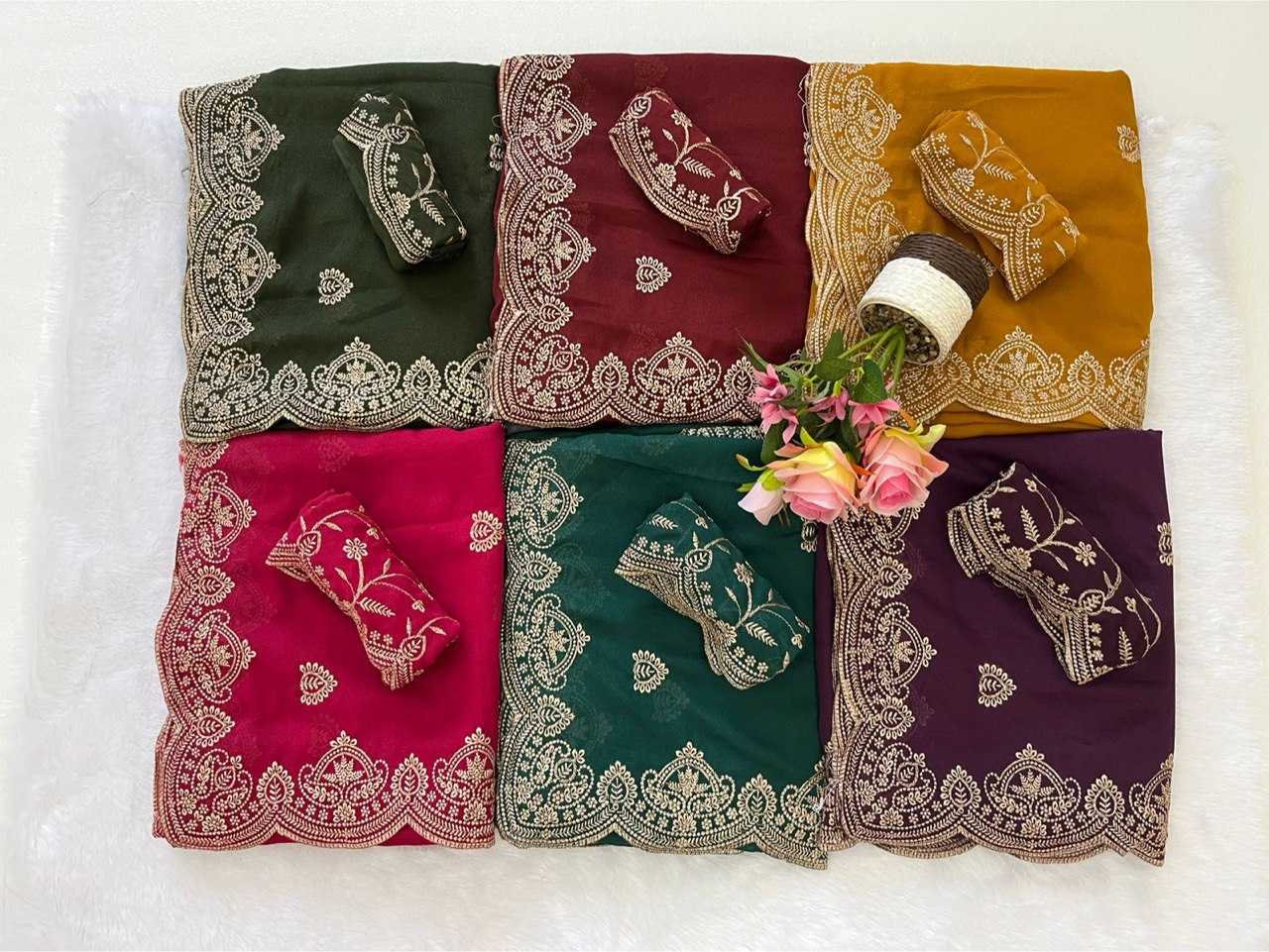 Ynf Georgette KESH696 AMINA Sarees Wholesale Embroidered Sarees Heavy Work Sarees Festive Sarees Manufacturer- Kapda Export